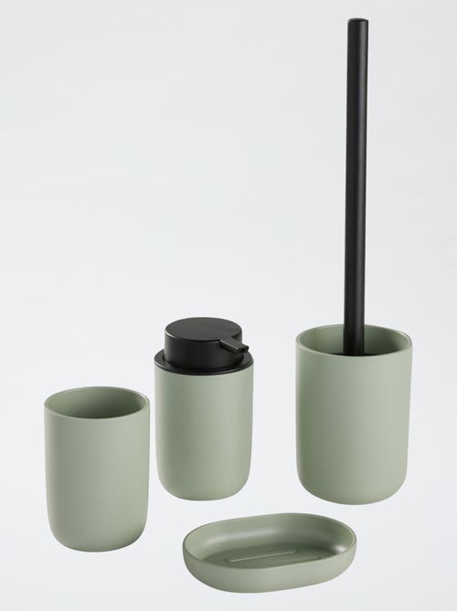 Vierdelig setje - Zeephouder + zeepdispenser + tandenborstelpotje + toiletborstel - Kiabi