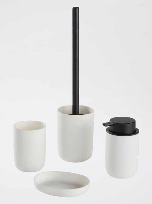 Vierdelig setje - Zeephouder + zeepdispenser + tandenborstelpotje + toiletborstel - Kiabi