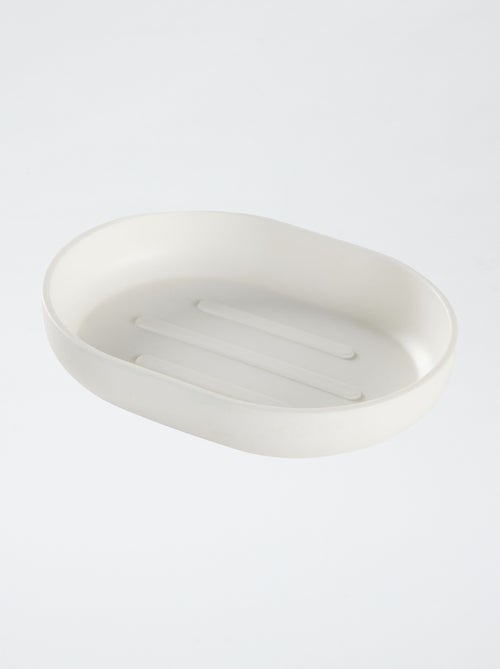 Vierdelig setje - Zeephouder + zeepdispenser + tandenborstelpotje + toiletborstel - Kiabi