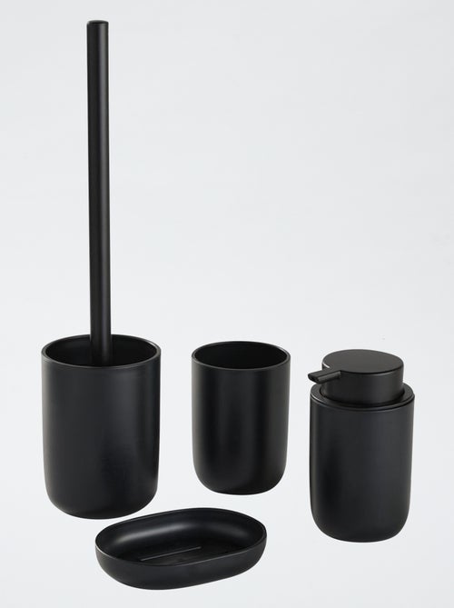 Vierdelig setje - Zeephouder + zeepdispenser + tandenborstelpotje + toiletborstel - Kiabi