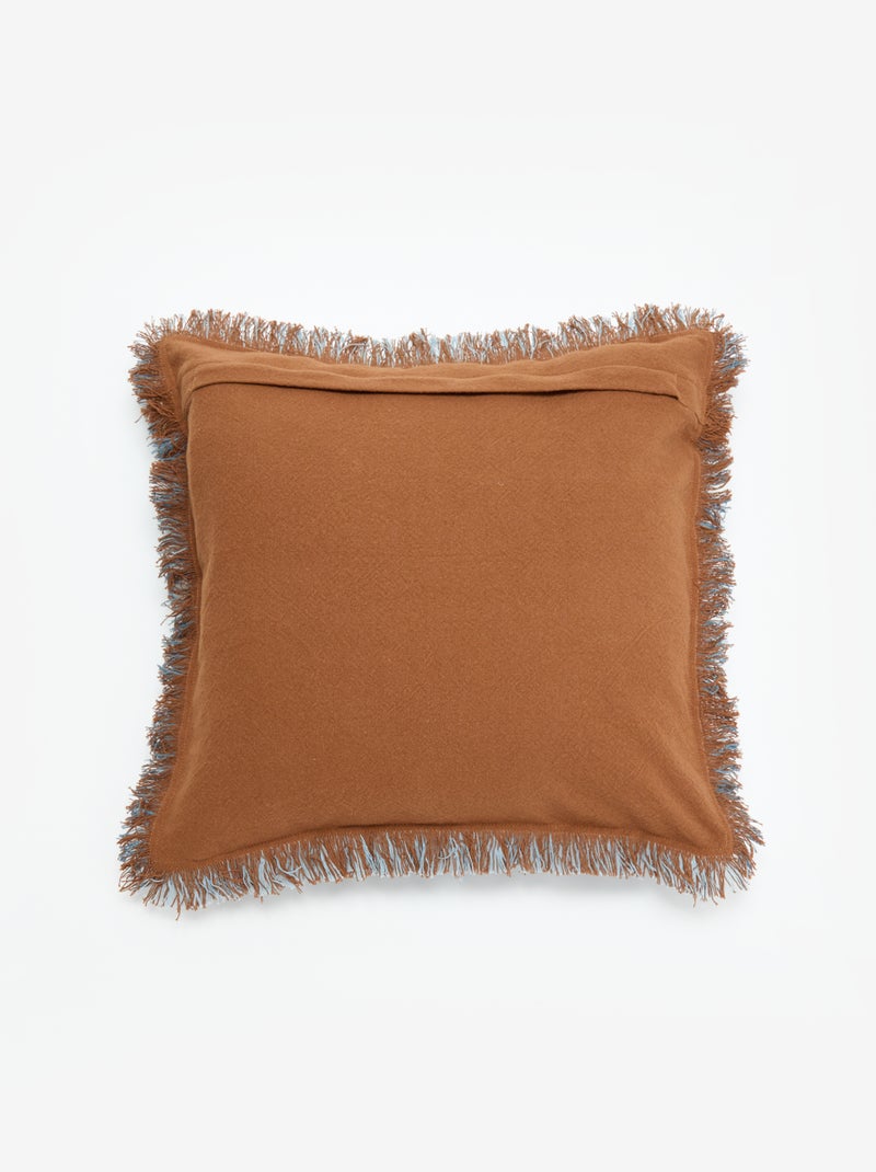 Vierkante kussenhoes met franjes 45 x 45 cm Bruin - Kiabi