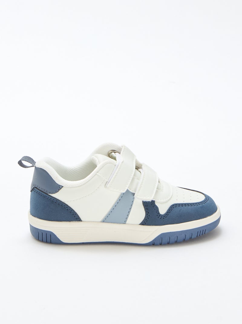 Vierkleurige sneakers met klittenband van imitatieleer Blauw - Kiabi