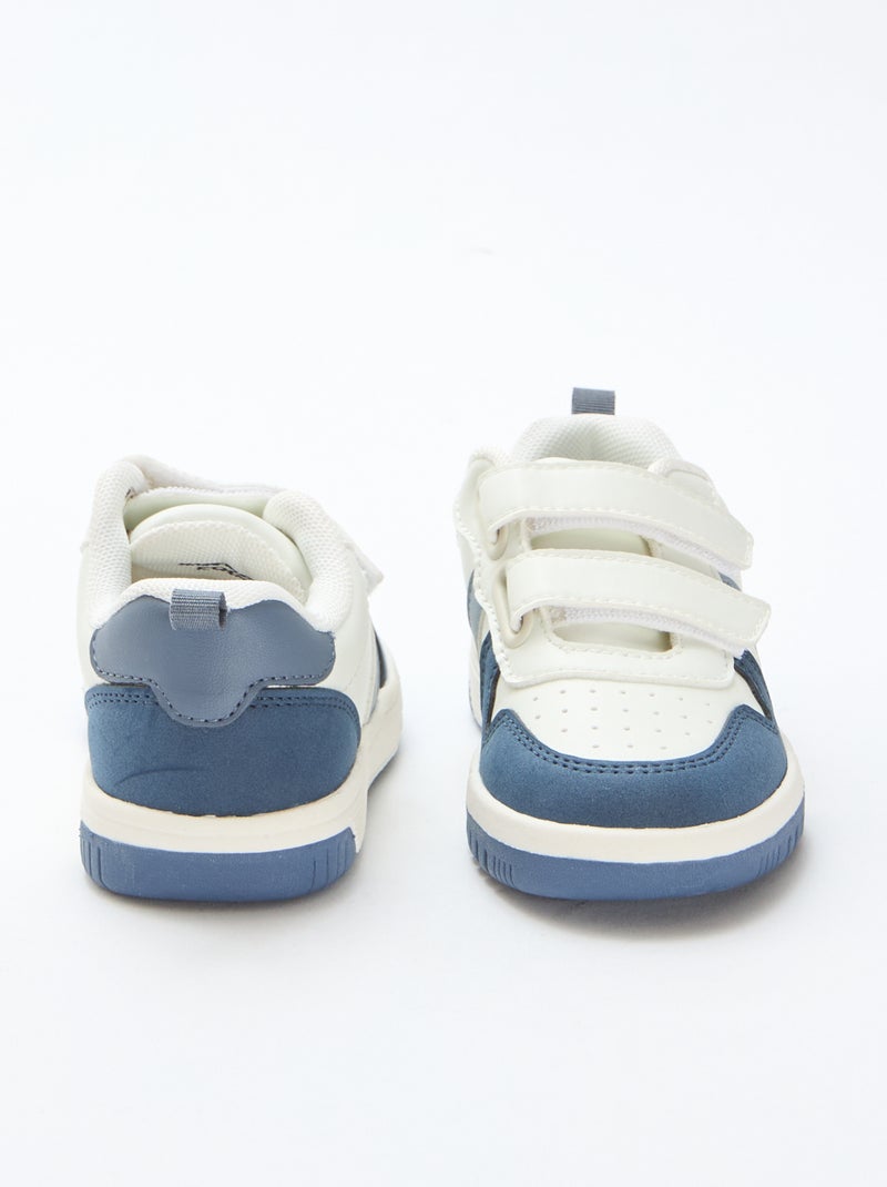 Vierkleurige sneakers met klittenband van imitatieleer Blauw - Kiabi