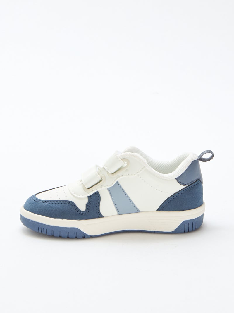 Vierkleurige sneakers met klittenband van imitatieleer Blauw - Kiabi