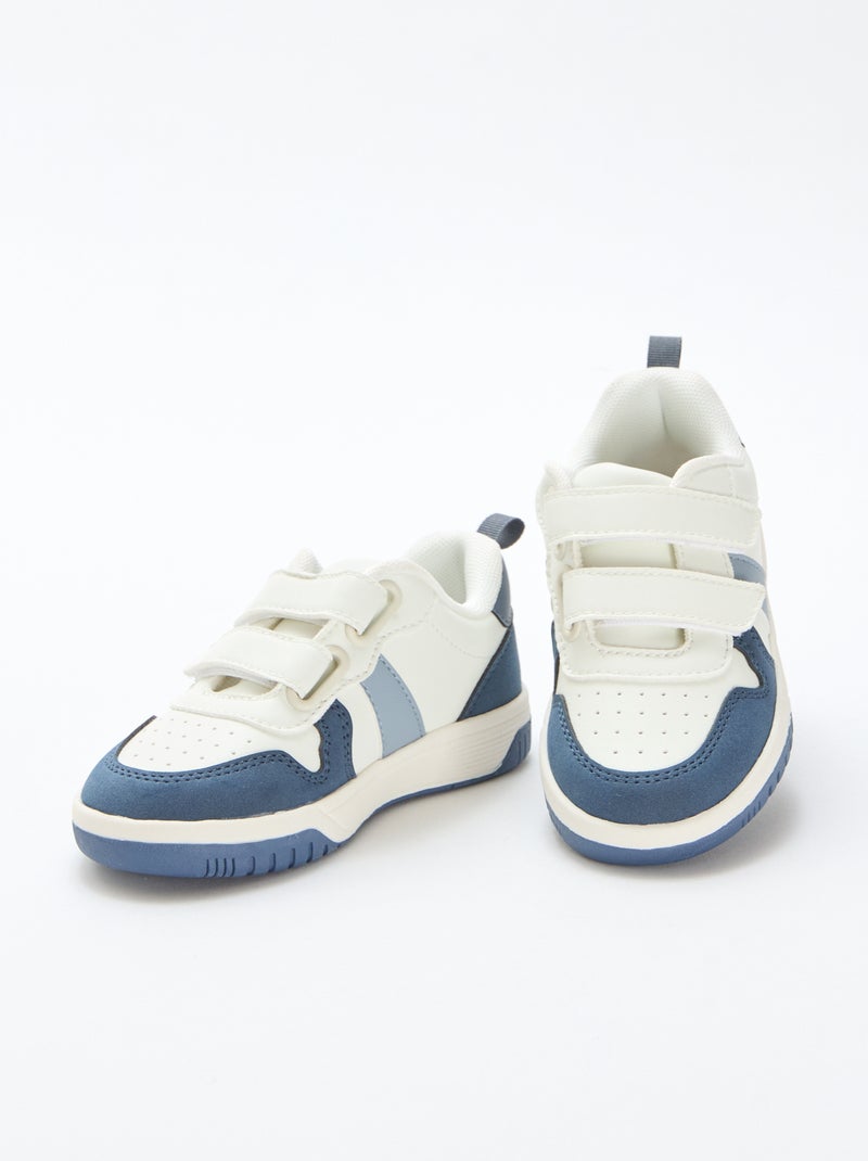 Vierkleurige sneakers met klittenband van imitatieleer Blauw - Kiabi