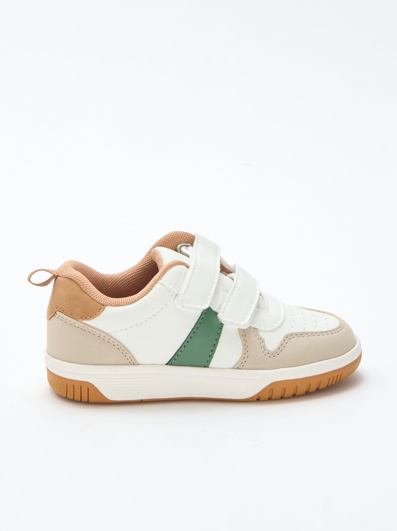 Vierkleurige sneakers met klittenband van imitatieleer Wit - Kiabi