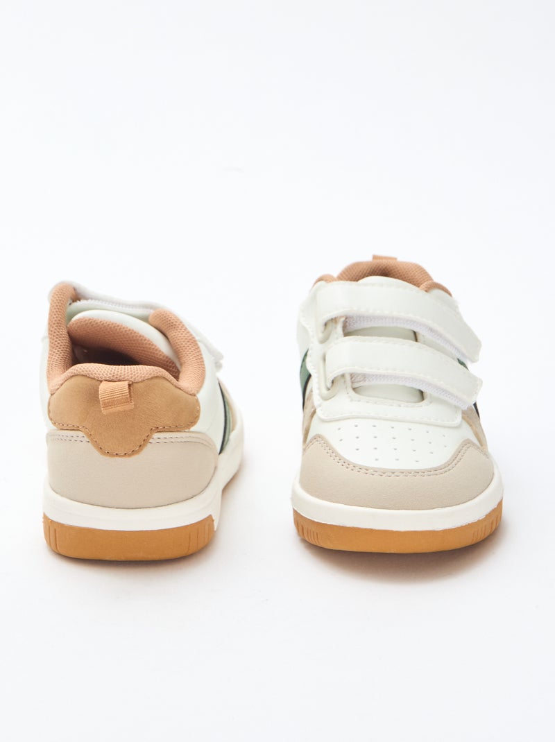 Vierkleurige sneakers met klittenband van imitatieleer Wit - Kiabi