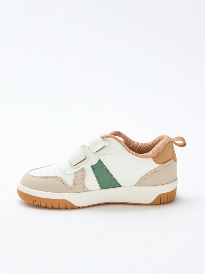 Vierkleurige sneakers met klittenband van imitatieleer Wit - Kiabi