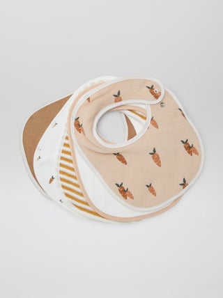 Vijf slabbetjes met print en drukknoopsluiting