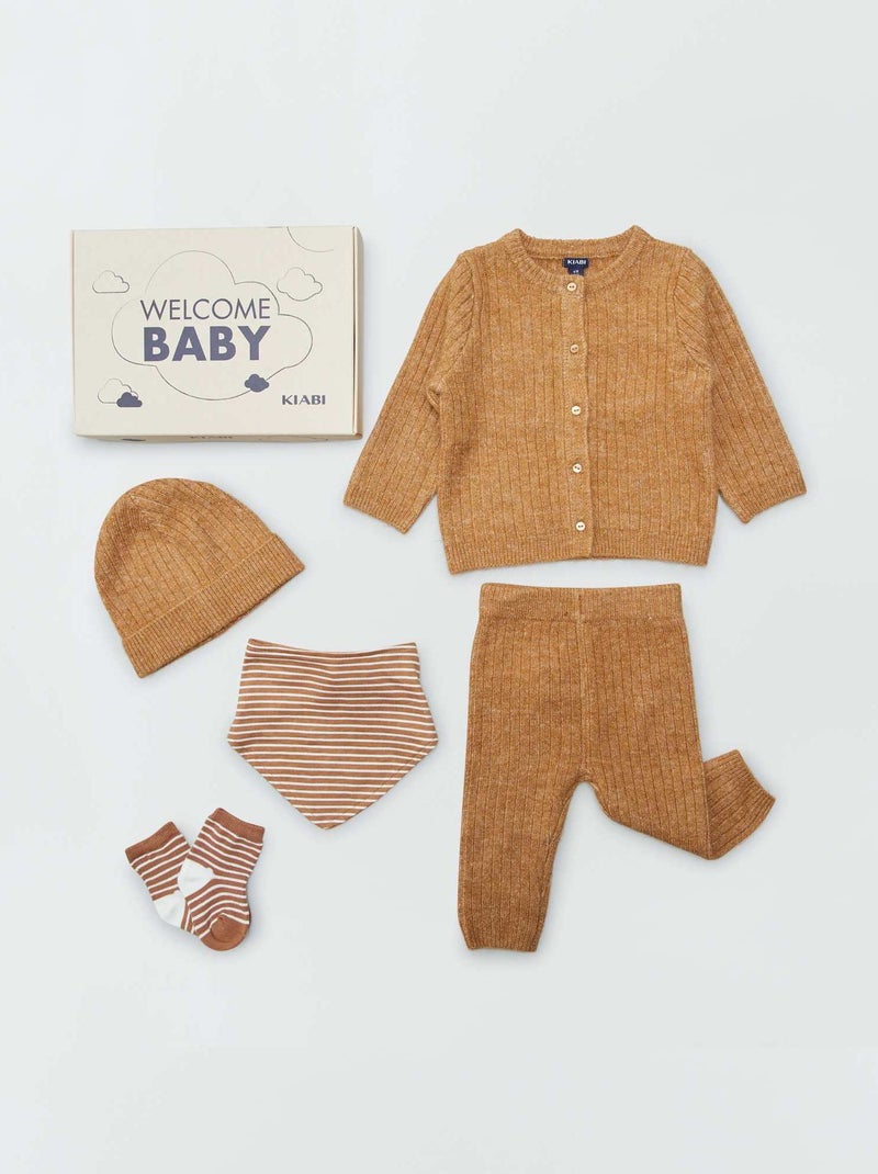 Vijfdelige geboorteset 'Welcome Baby' - Uniseks WIT - Kiabi