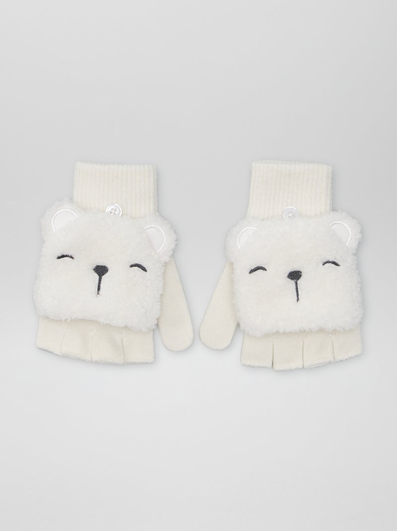 Vingerloze handschoenen met schapenvacht effect WIT - Kiabi