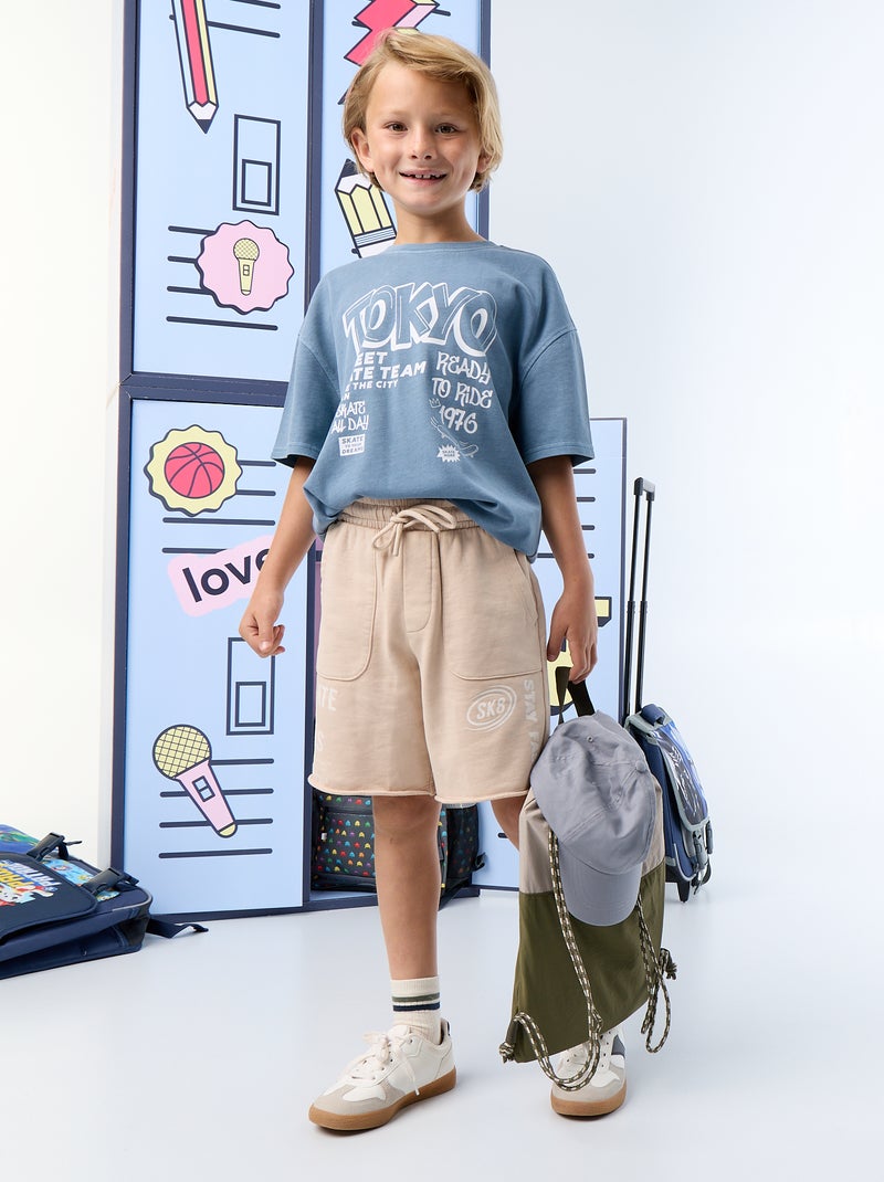 Vintage T-shirt met korte mouwen en skateprint Blauw - Kiabi