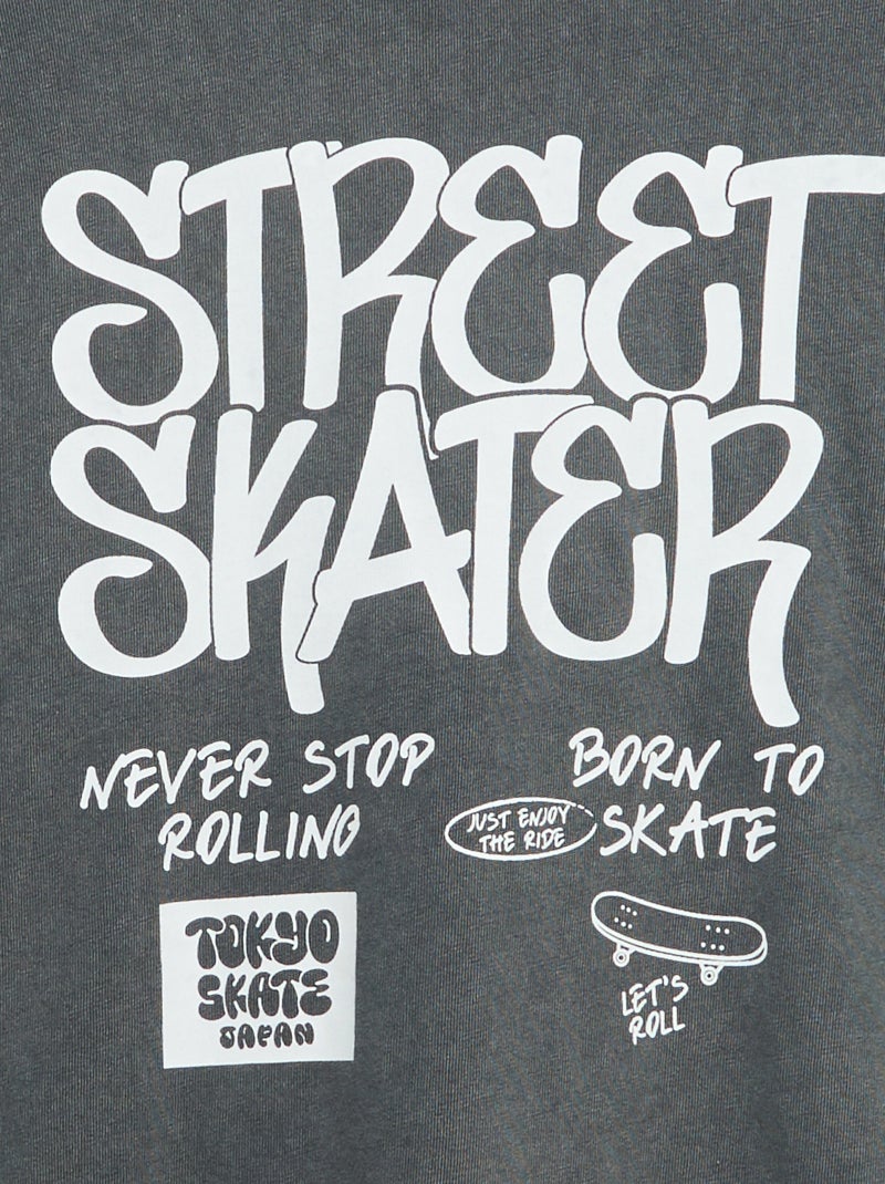 Vintage T-shirt met korte mouwen en skateprint Grijs - Kiabi