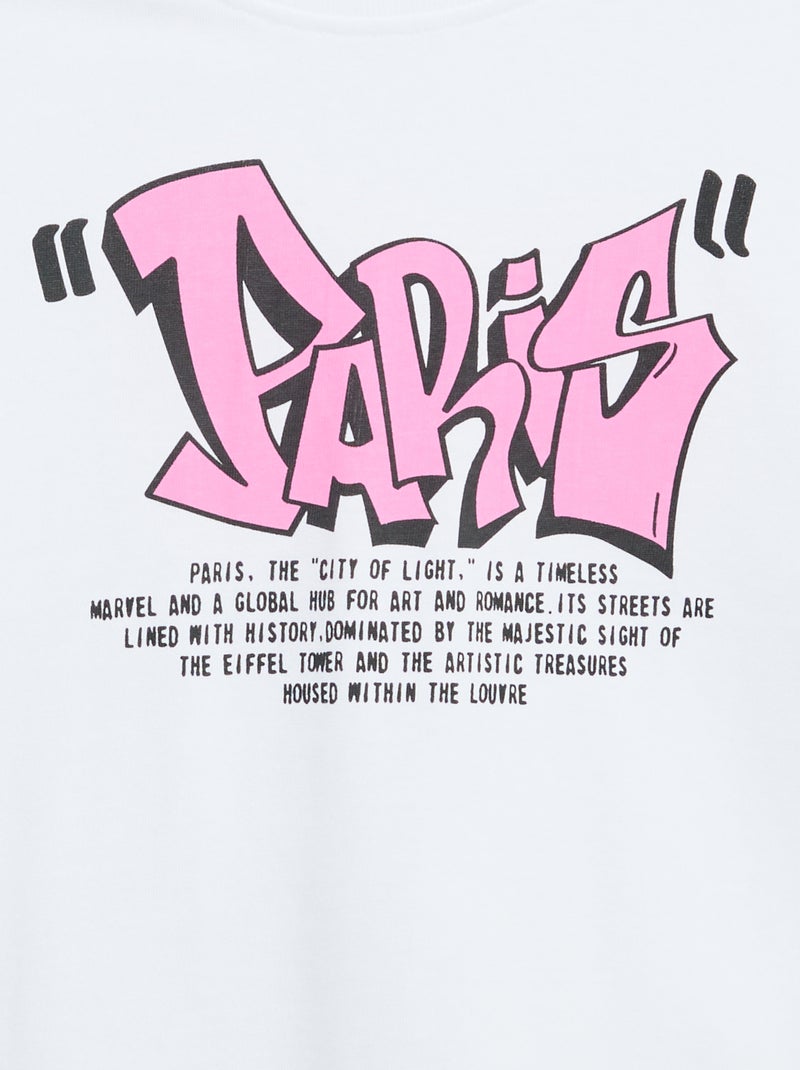 Vintage T-shirt met korte mouwen en skateprint Wit - Kiabi