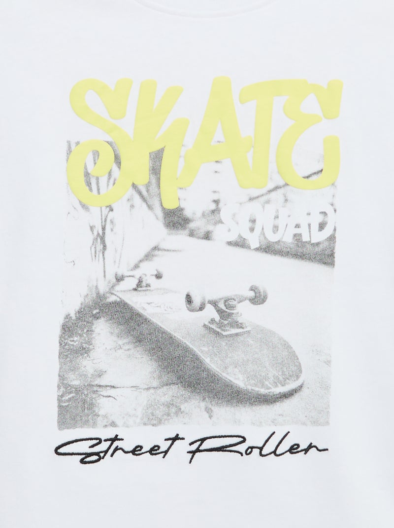 Vintage T-shirt met korte mouwen en skateprint Wit - Kiabi