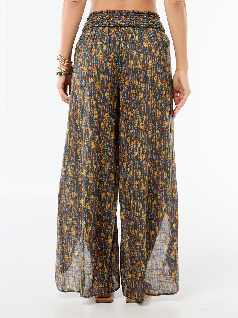 Viscose strandbroek met print Blauw - Kiabi