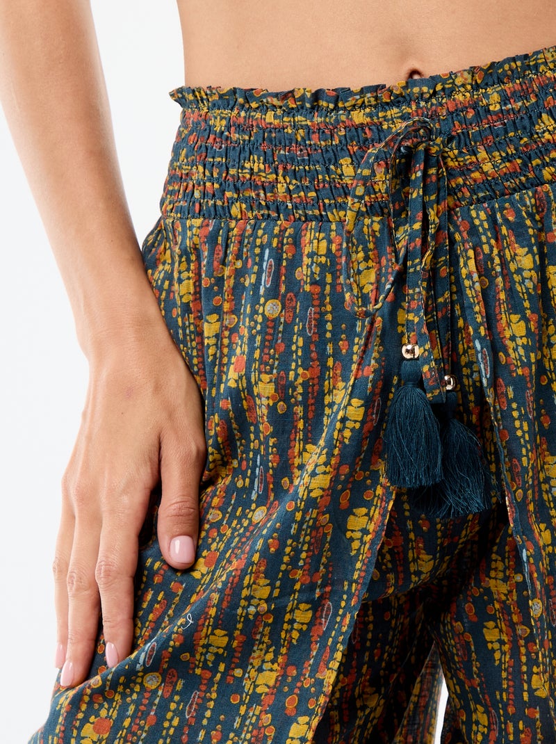 Viscose strandbroek met print Blauw - Kiabi