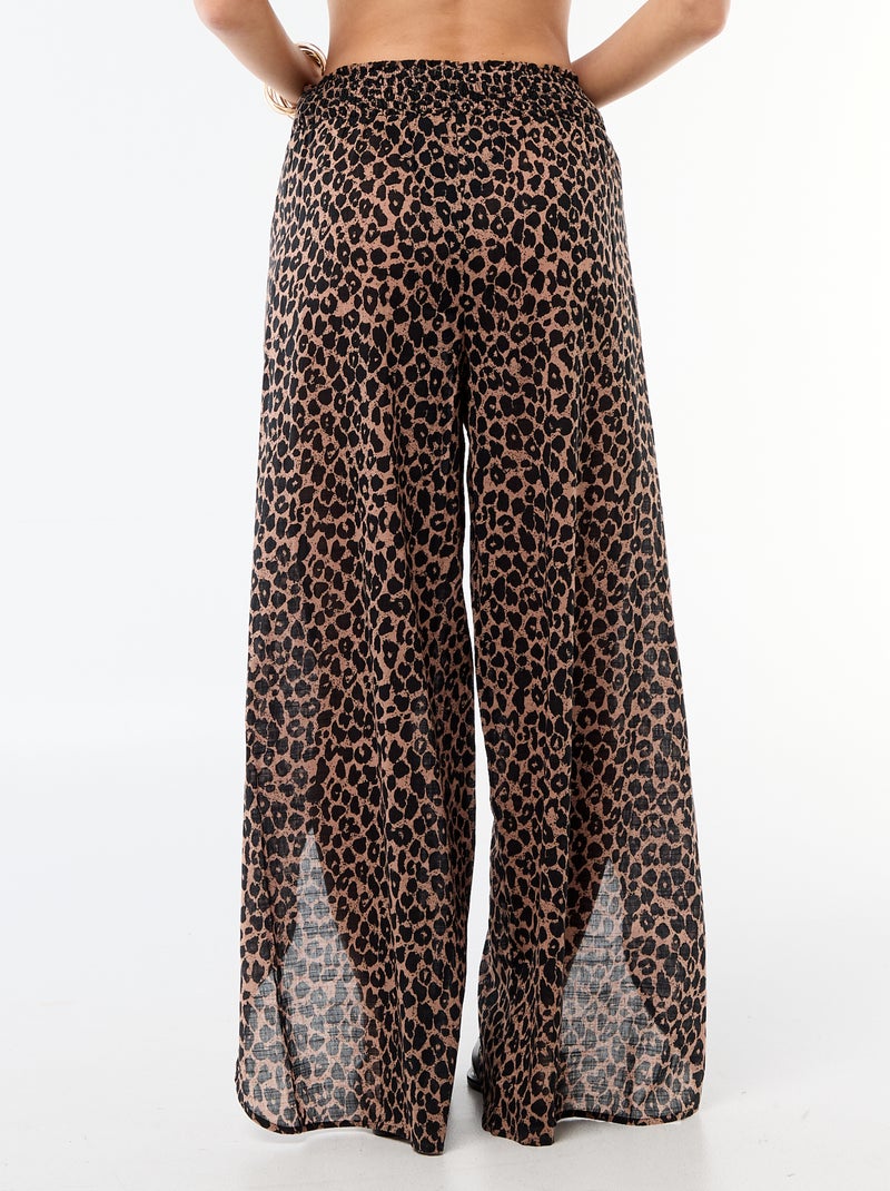 Viscose strandbroek met print Bruin - Kiabi