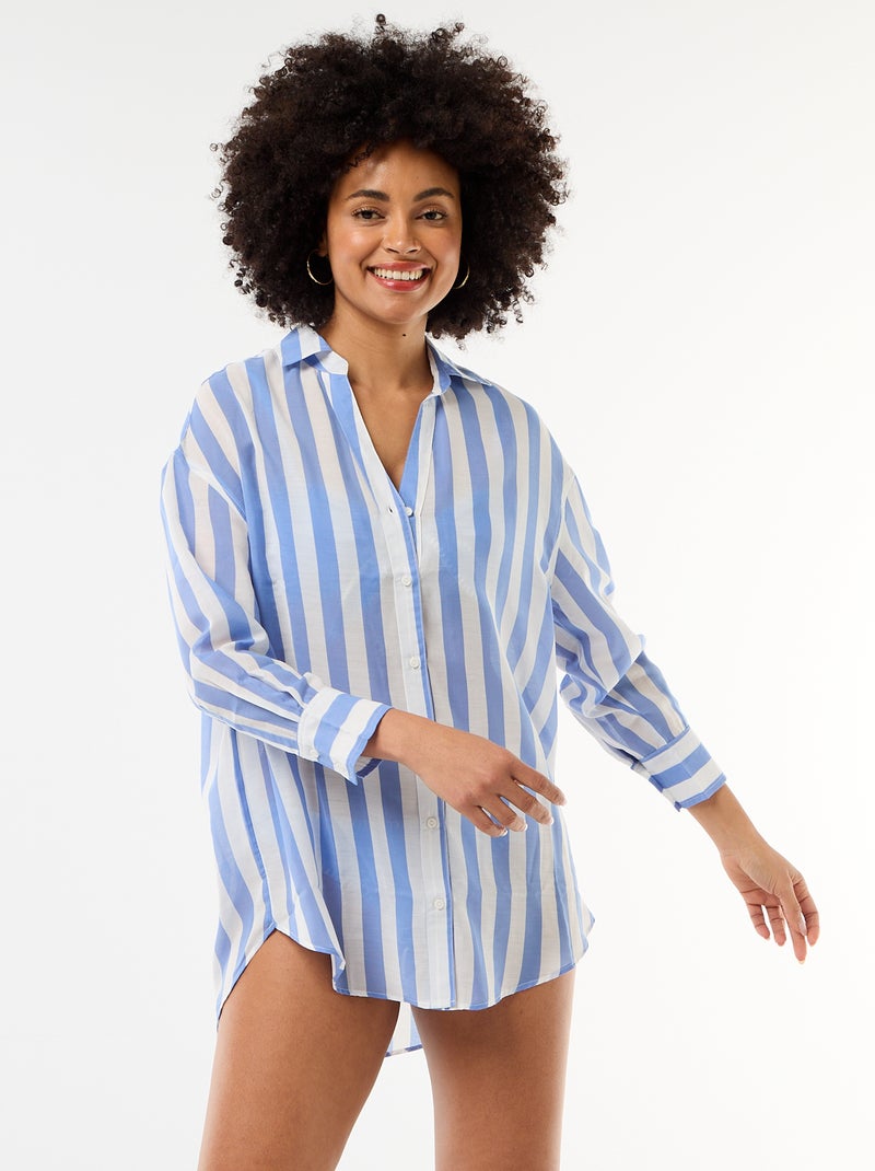 Vloeiende strandblouse met print Blauw - Kiabi