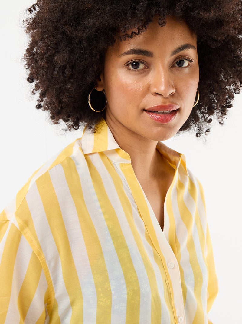 Vloeiende strandblouse met print Geel - Kiabi