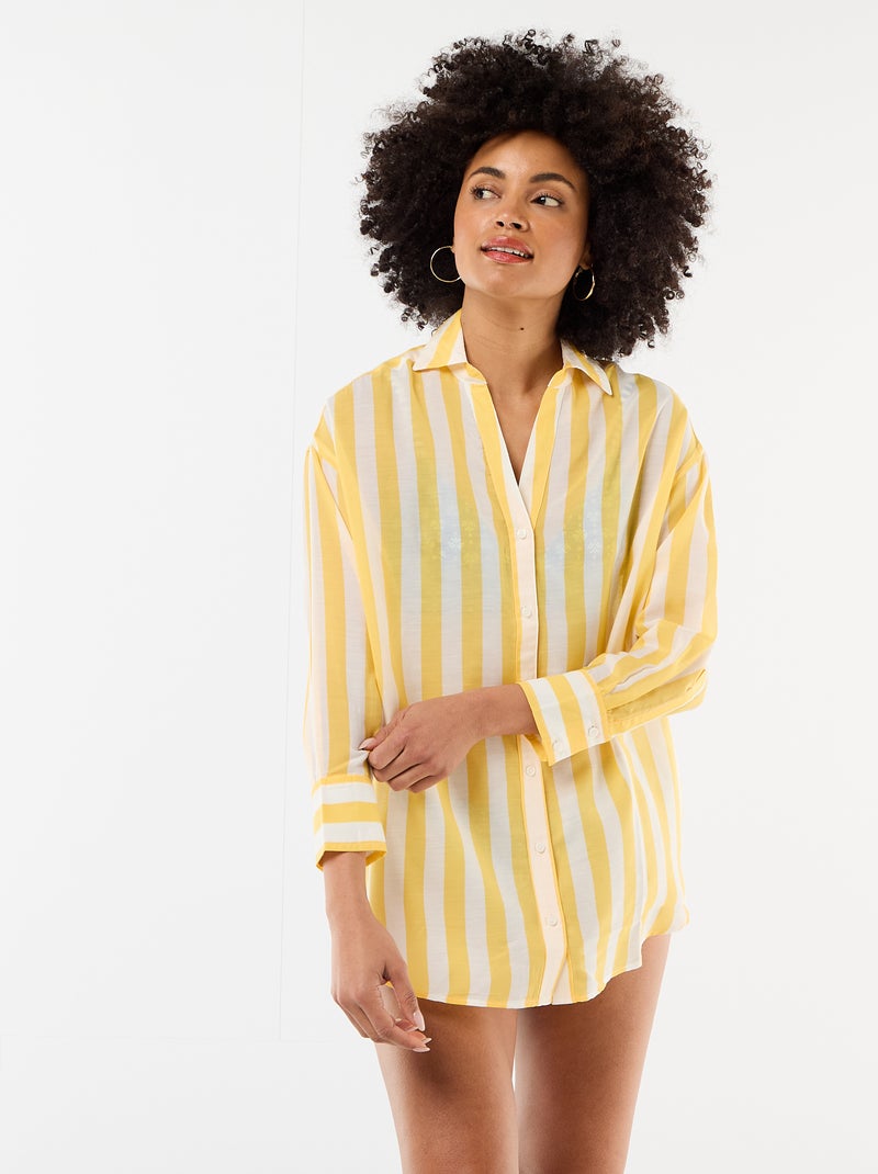Vloeiende strandblouse met print Geel - Kiabi