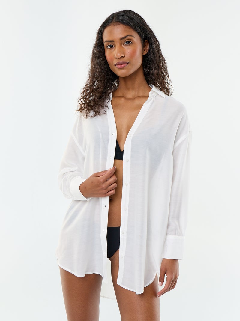 Vloeiende strandblouse met print Wit - Kiabi