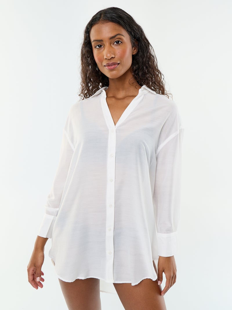 Vloeiende strandblouse met print Wit - Kiabi