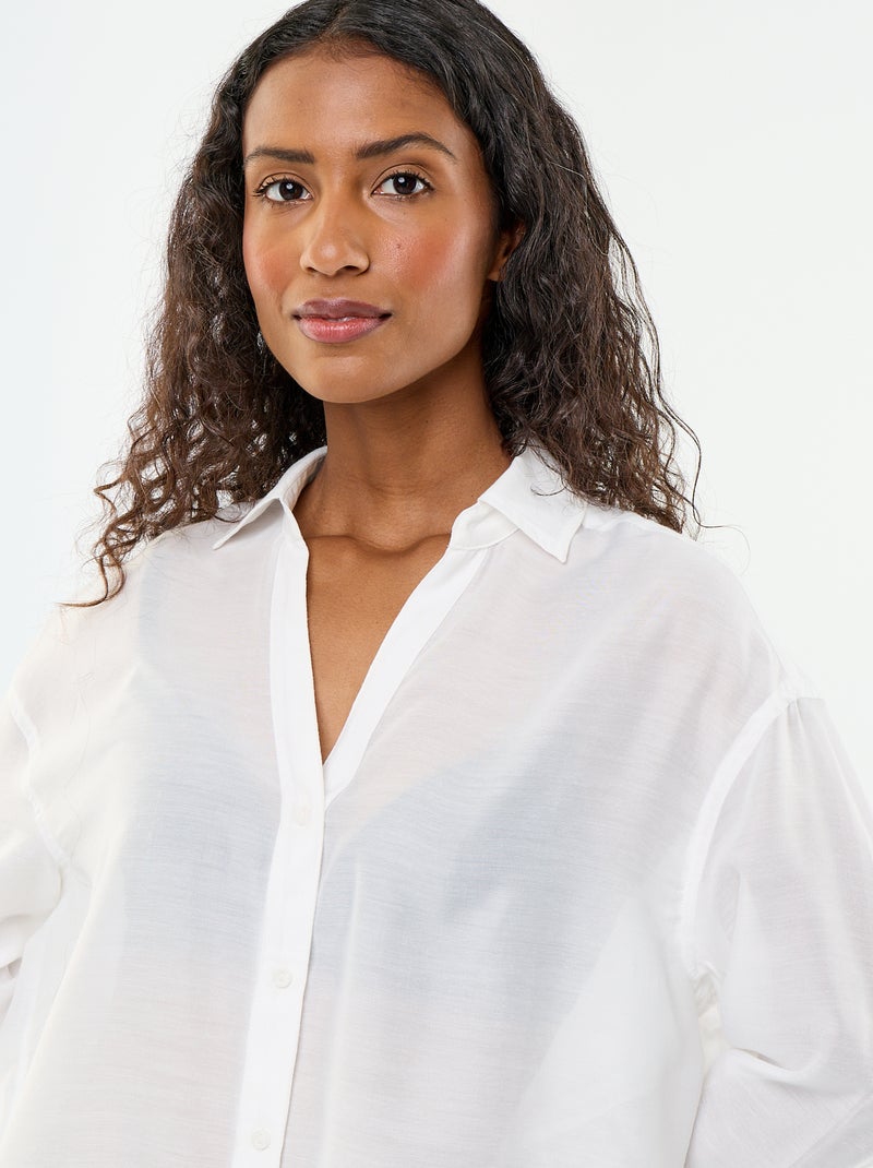 Vloeiende strandblouse met print Wit - Kiabi