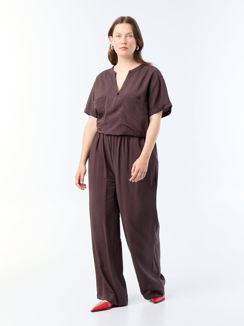 Vloeiende wijde viscose broek - Kiabi