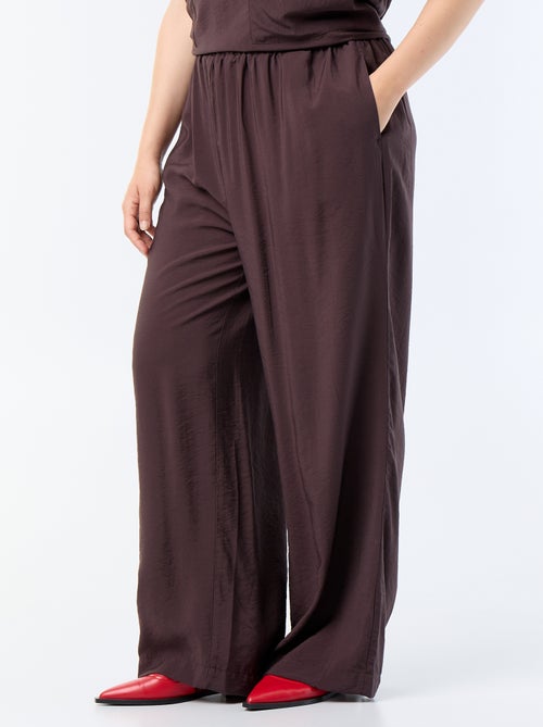 Vloeiende wijde viscose broek - Kiabi
