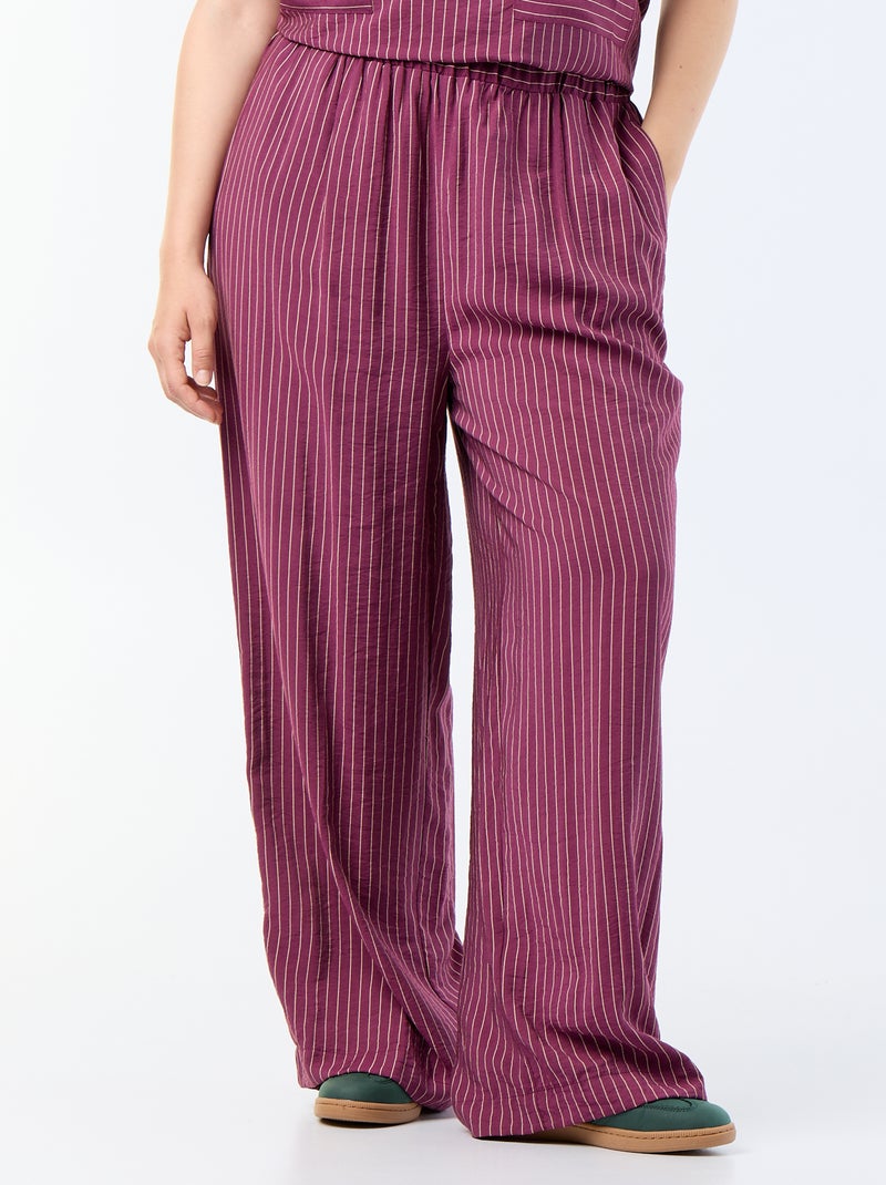 Vloeiende wijde viscose broek Bruin - Kiabi