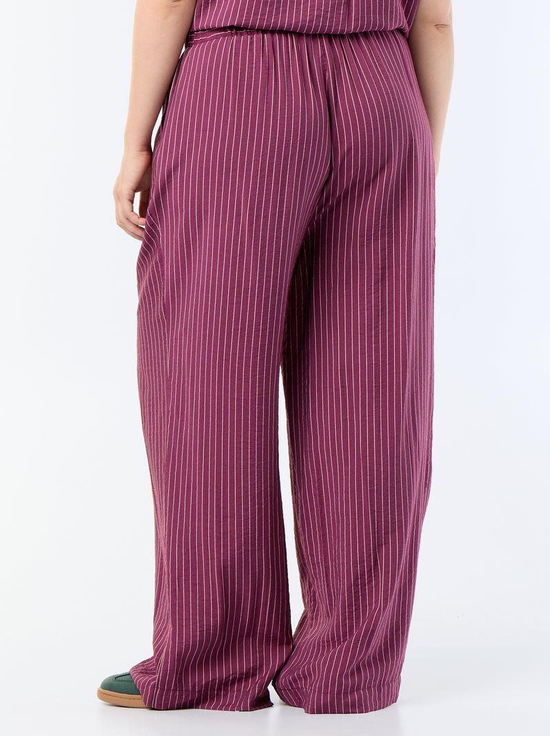 Vloeiende wijde viscose broek Bruin - Kiabi