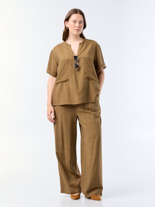 Vloeiende wijde viscose broek - Kiabi