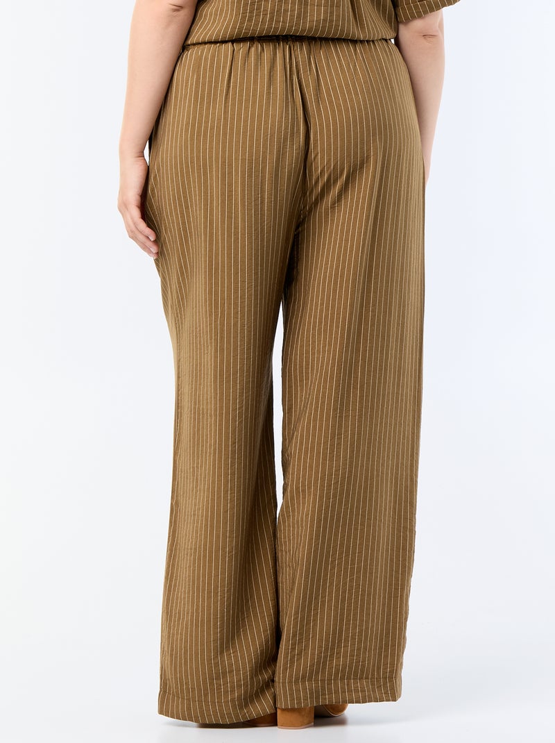 Vloeiende wijde viscose broek Kaki - Kiabi