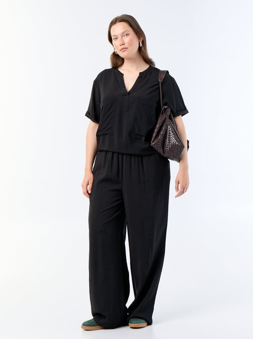 Vloeiende wijde viscose broek - Kiabi