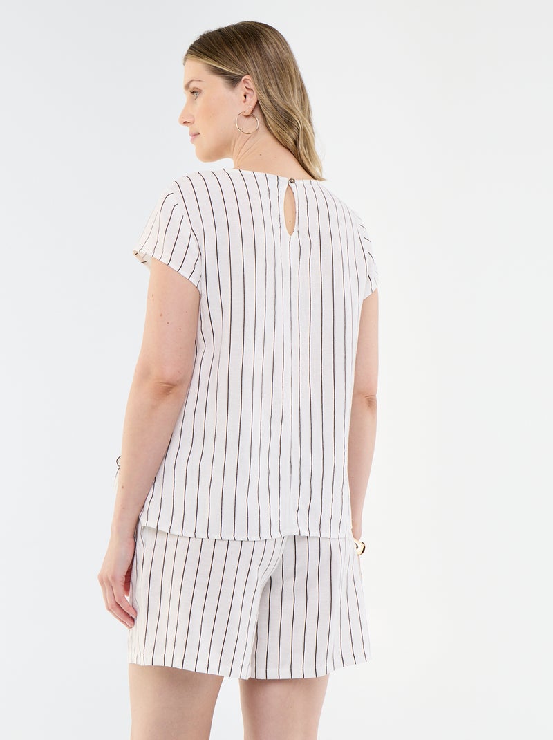 Voedingsblouse van linnenmix Wit - Kiabi