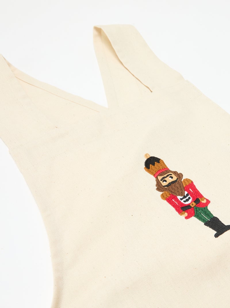 Volwassen schort met kerstprint van katoen 94x69 cm Biege - Kiabi