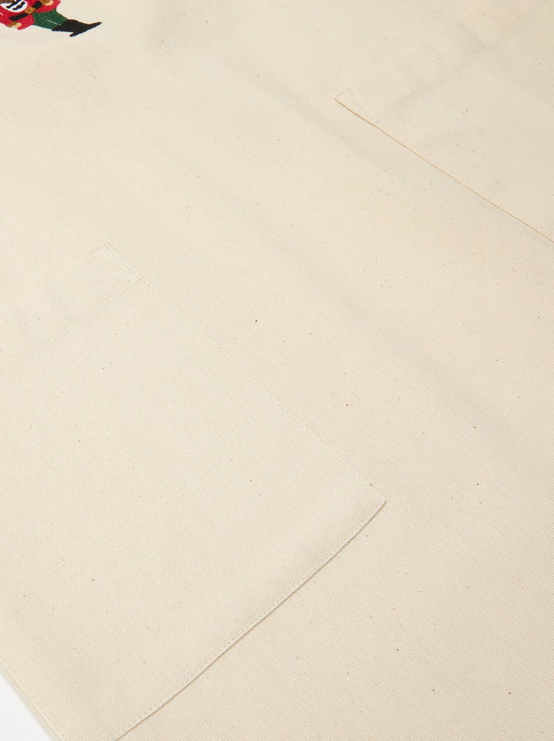 Volwassen schort met kerstprint van katoen 94x69 cm Biege - Kiabi