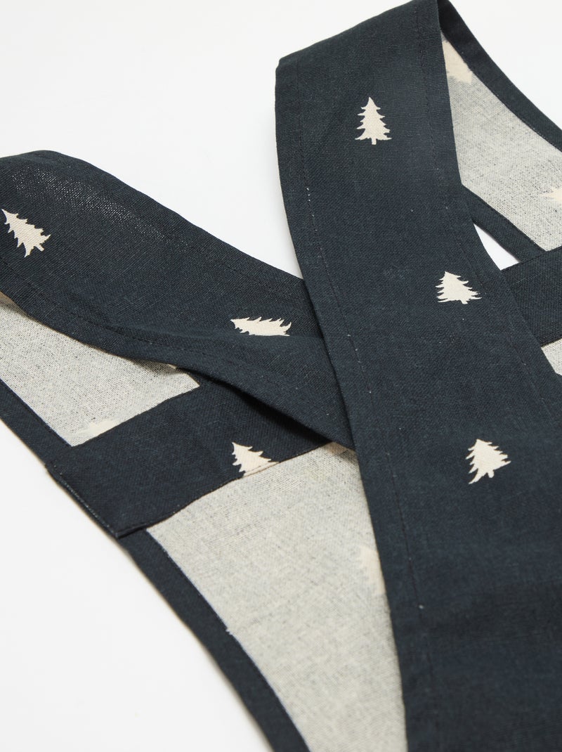 Volwassen schort met kerstprint van katoen 94x69 cm Zwart - Kiabi