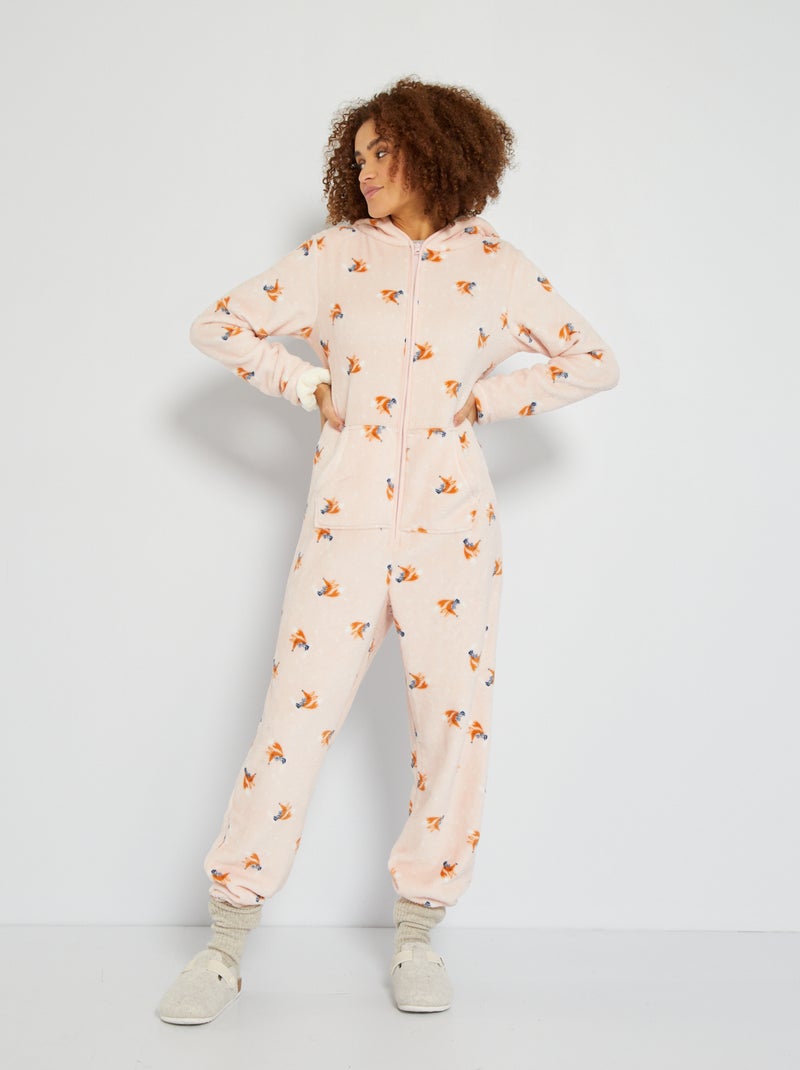 'Vossen'-jumpsuit van zachte badstoftricot roze - Kiabi