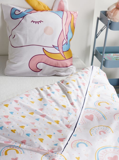 Vrolijk dekbedovertrek Eenhoorn - 1 persoon - Kiabi