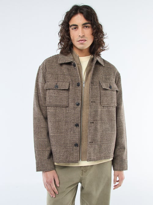 Warm, effen overshirt met zakken met klepje - Kiabi