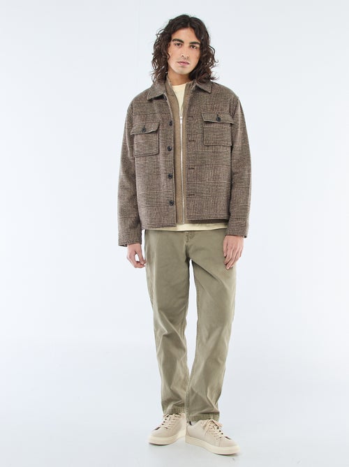 Warm, effen overshirt met zakken met klepje - Kiabi