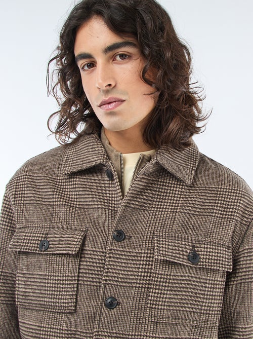 Warm, effen overshirt met zakken met klepje - Kiabi