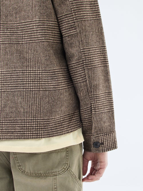 Warm, effen overshirt met zakken met klepje - Kiabi