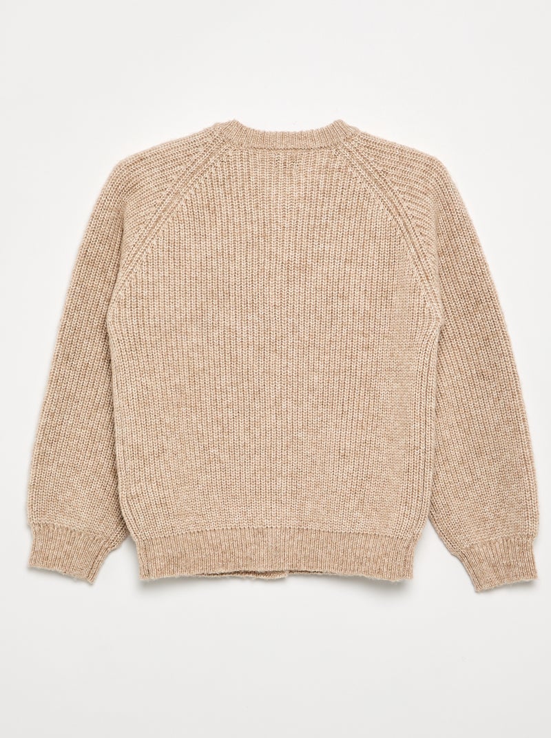 Warm gebreid vest - gemakkelijk aan te trekken collectie Biege - Kiabi