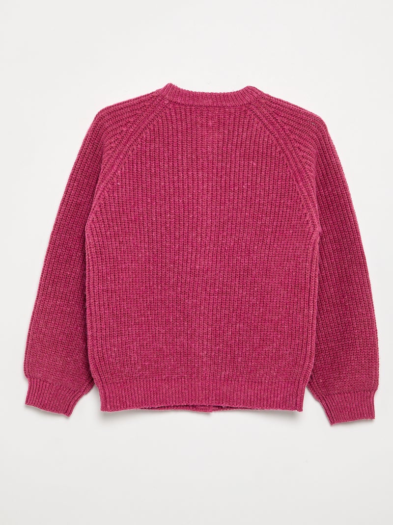 Warm gebreid vest - gemakkelijk aan te trekken collectie Paars - Kiabi