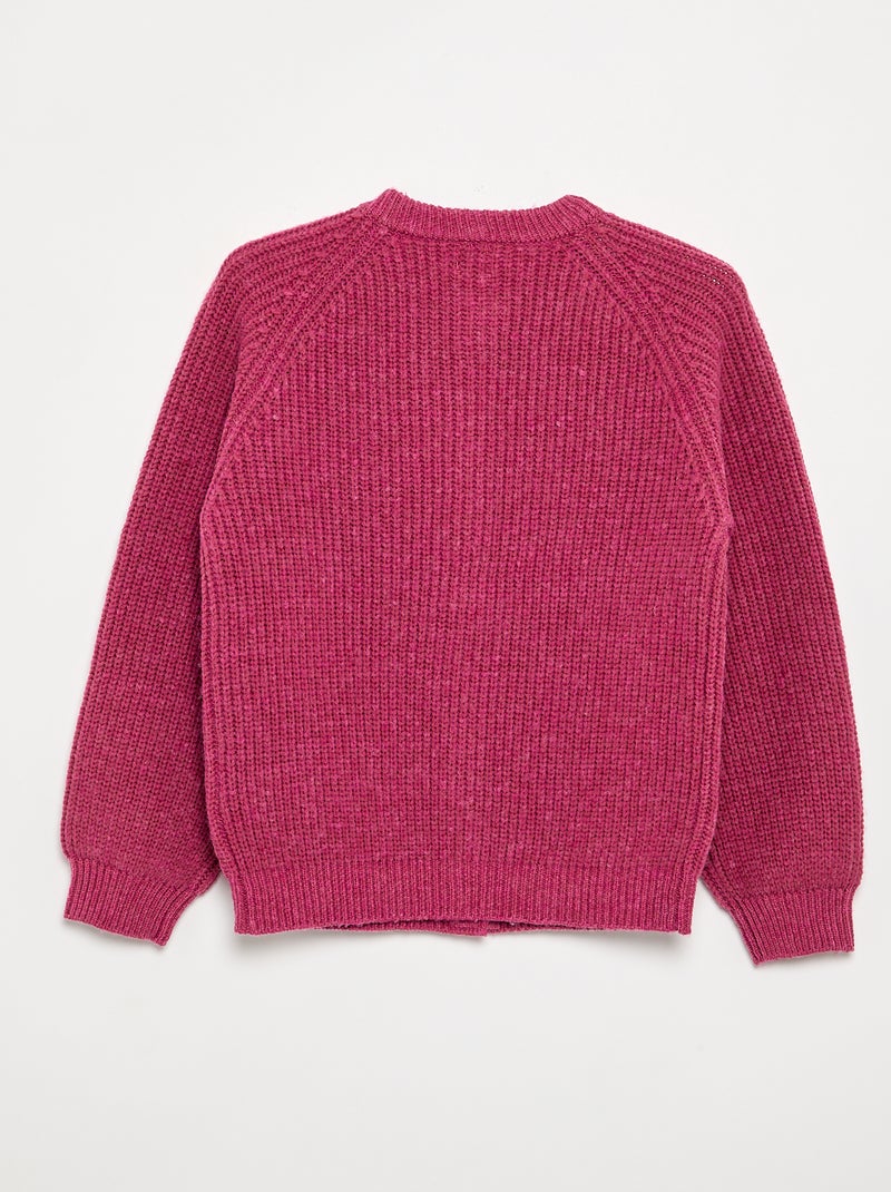 Warm gebreid vest - gemakkelijk aan te trekken collectie Paars - Kiabi