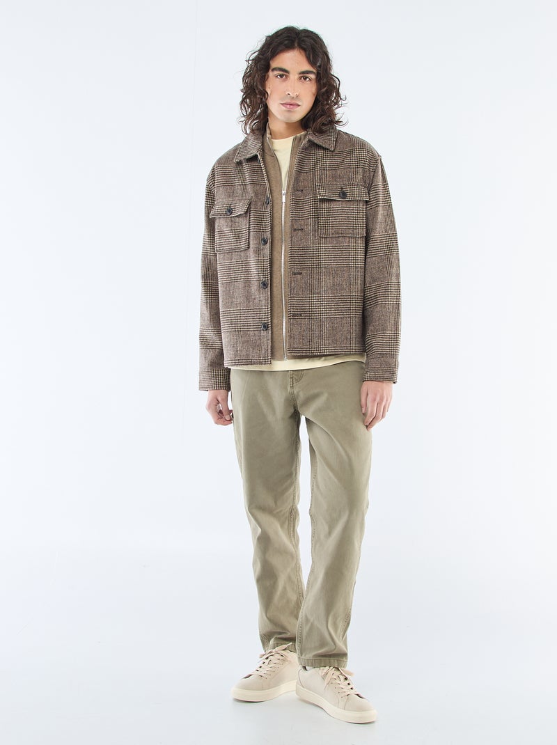 Warm, gewatteerd vest met opstaande kraag en rits Bruin - Kiabi