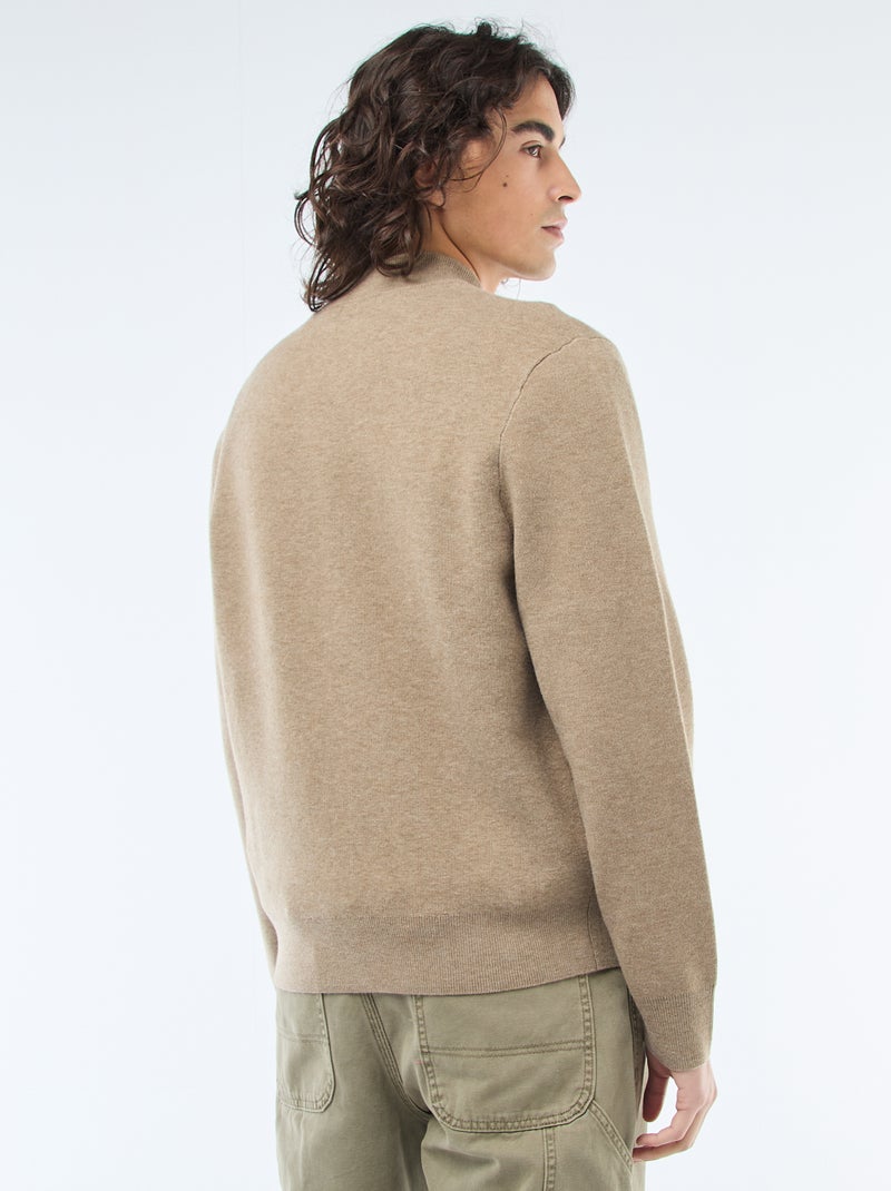 Warm, gewatteerd vest met opstaande kraag en rits Bruin - Kiabi